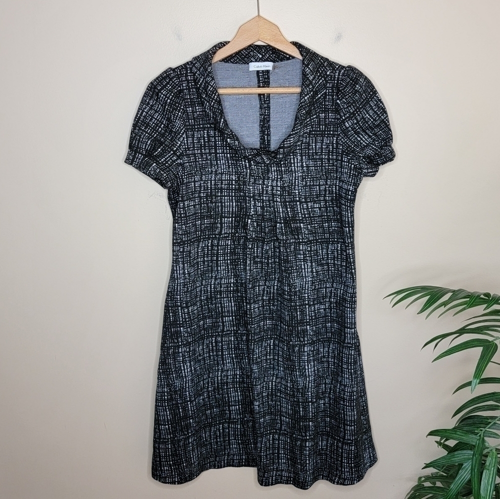 Calvin Klein Short Sleeve Black Print Dress Size 8